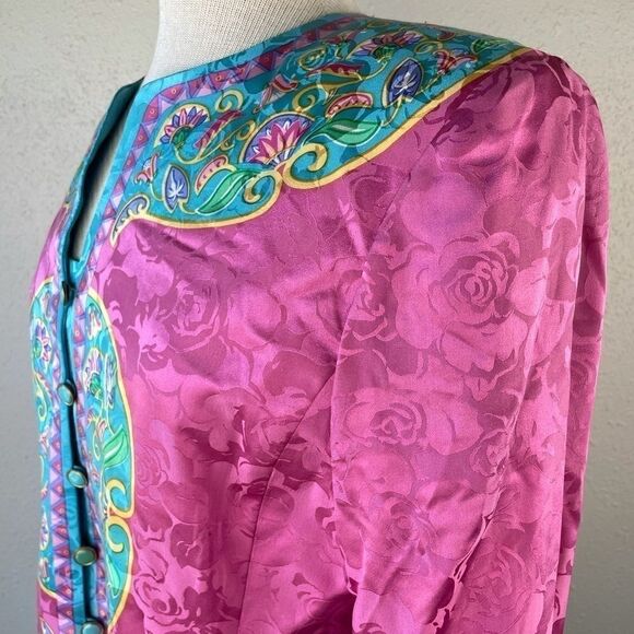 Vintage 80s Papell Petites Silk Jacket & Skirt EUC - Picture 5 of 14